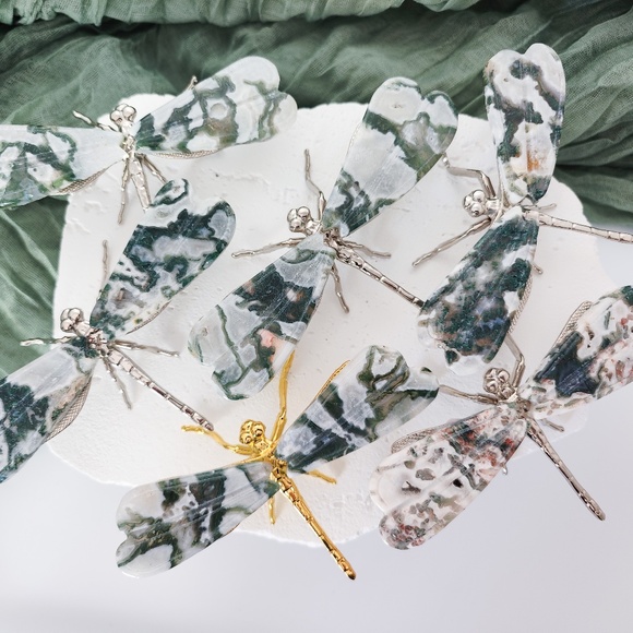 For Keeps Other - Moss Agate Dragonfly Wing Carving